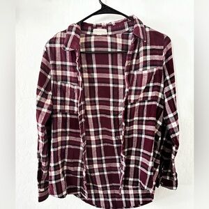 Maroon and black plaid shirt